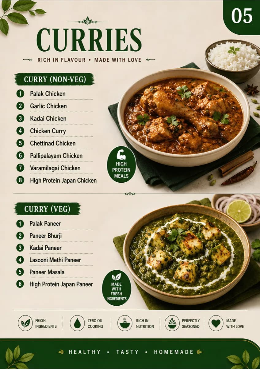 Puradhapetti menu — Curries (veg & non-veg)